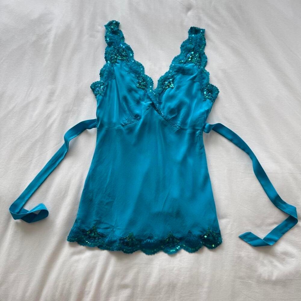 Oasis blue lace cami top with sequin detailing